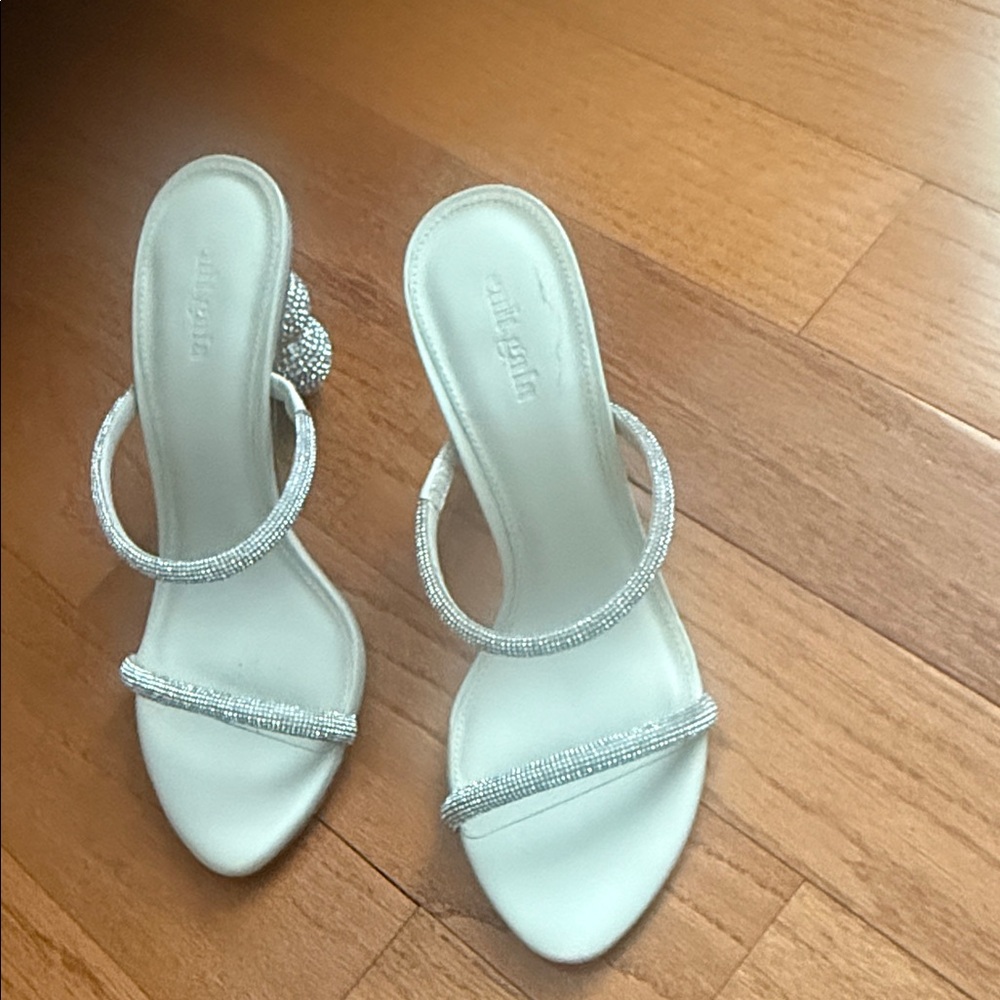 Cult Gaia Silver and Cream Heels